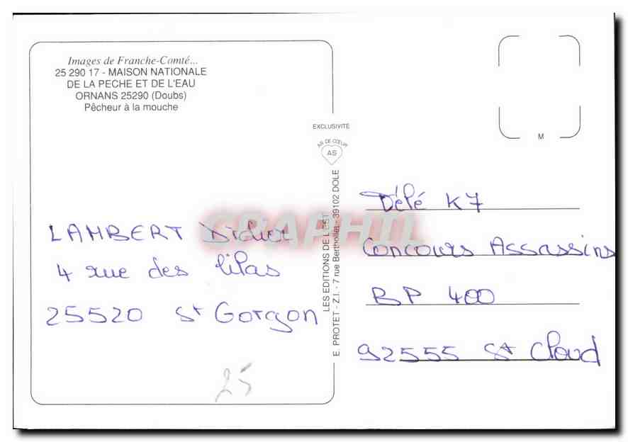 CPM Images de Franche Comte Maison Nationale de la Peche et de l'Eau Ornans  — Rückseite