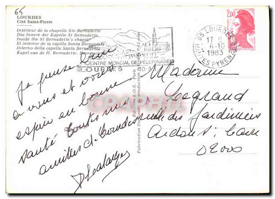 CPM Lourdes Cite Saint Pierre  — Verso