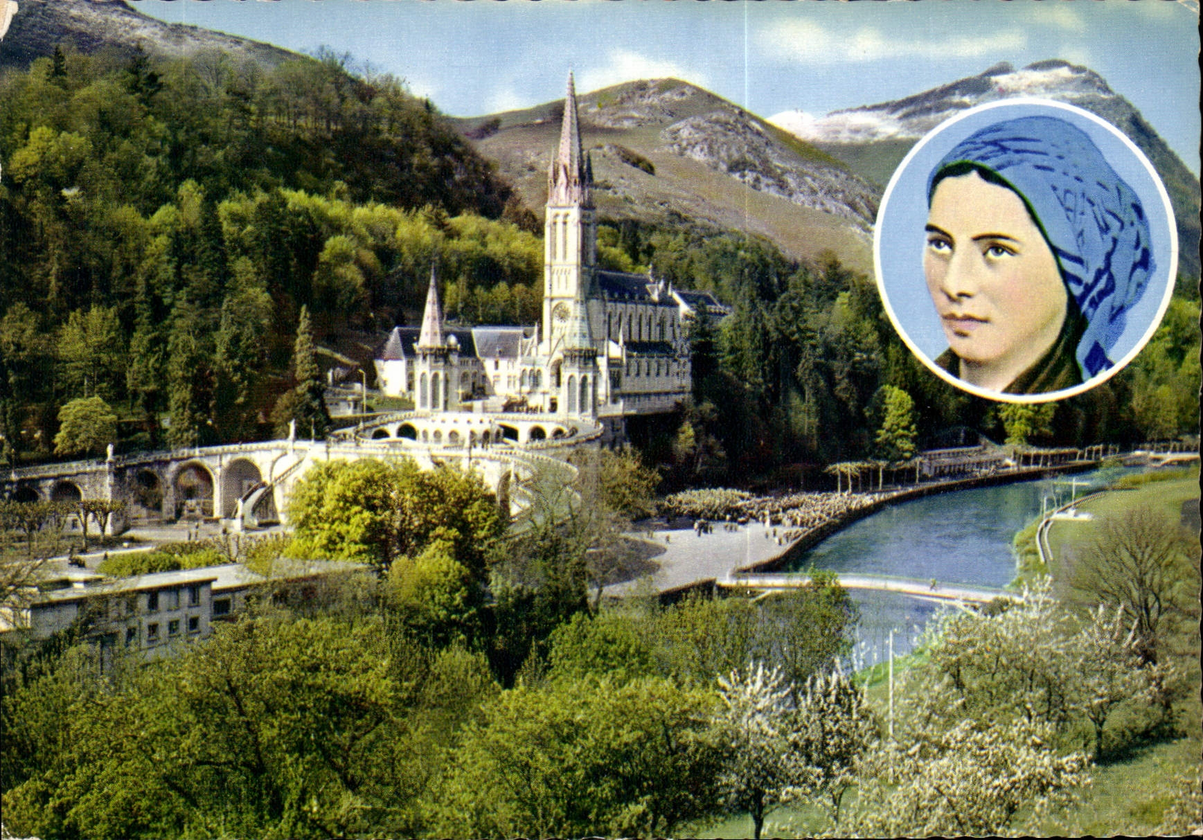 Lourdes — La Basilique, le Gave et les nouveaux ponts — Éd. A. DOUCET, n°65