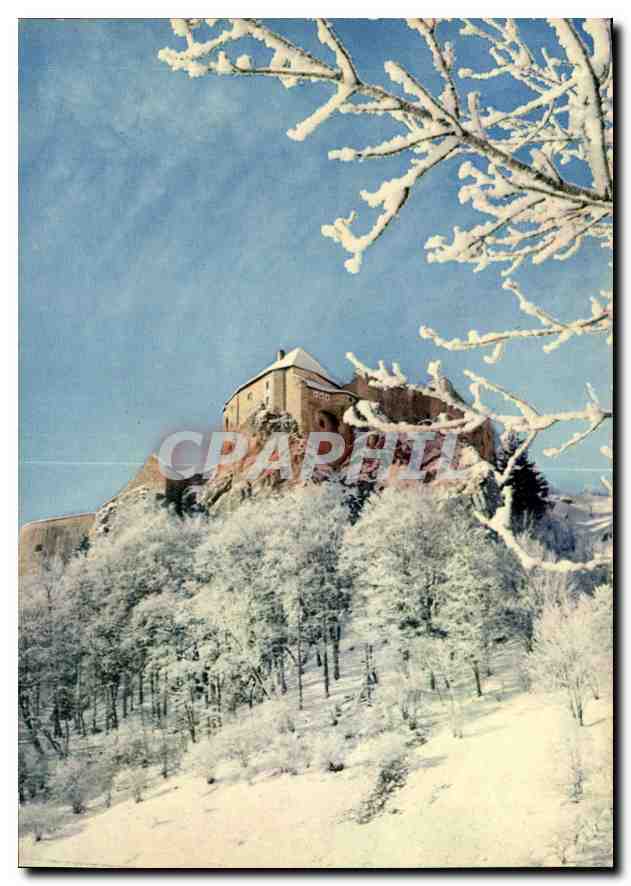 CPM La Franche Comte Sous la neige Le Chateau de Joux 
