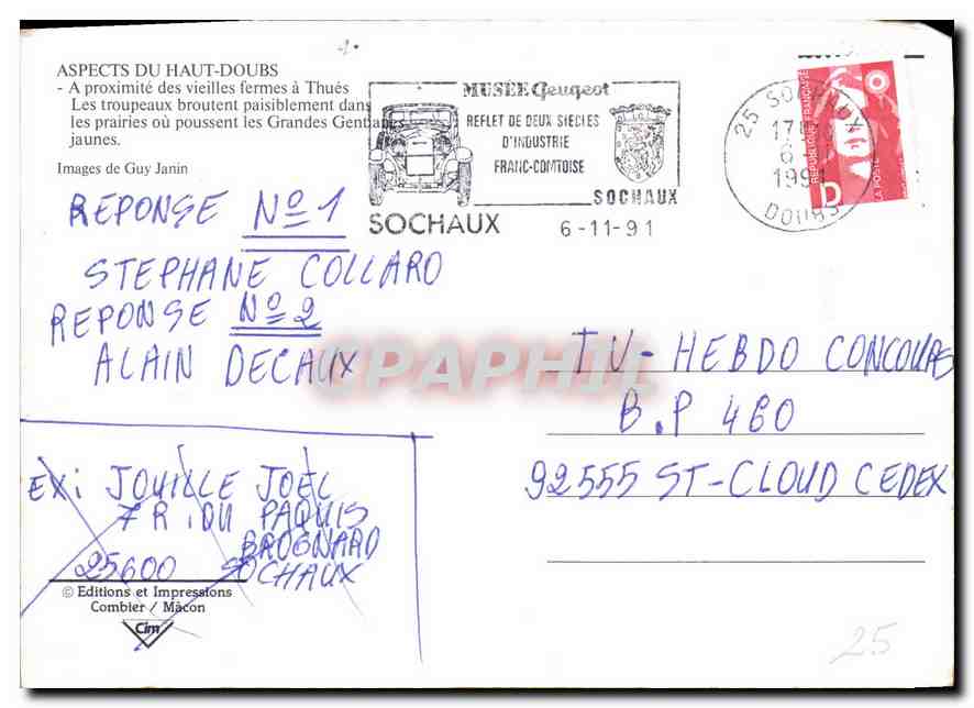 Haut-Doubs — Aspects du Haut-Doubs — Éditions et Impressions Combier / Mâcon — Rückseite