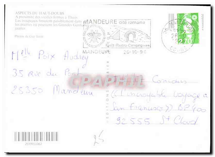 CPM Aspects du Haut Doubs A proximite des vieilles fermes a Thues  — Rückseite