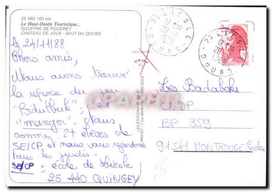 Le Haut Doubs Touristique — Gouffre de Poudrey, Château de Joux, Saut du Doubs — Éditions de J.-T. Berthelot — Back