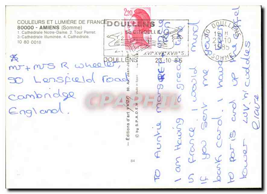 CPM Couleurs et Lumiere de France Amiens Somme  — Back