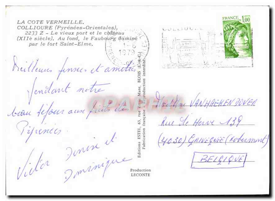 CPM La Cote Vermeille Collioure Pyrenees Orientales Le vieux port et le chateau  — Rückseite
