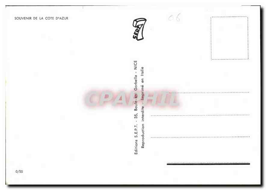 CPM Souvenir de la Cote d'Azur  — Verso