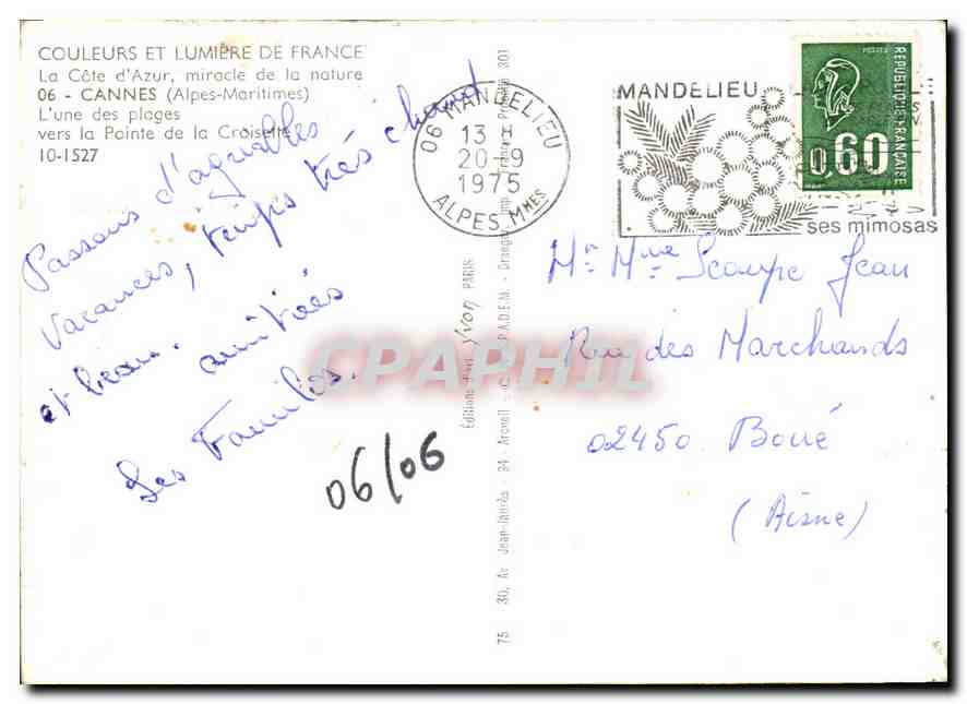 CPM Couleurs et Lumiere de France La Cote d'Azur miracle de la nature Cannes Alpes Maritimes L'une d — Rückseite