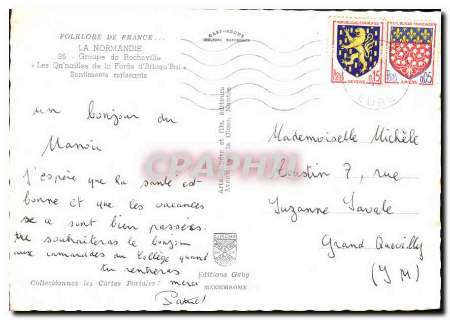 CPM Folklore de France La Normandie Groupe de Rocheville  — Rückseite
