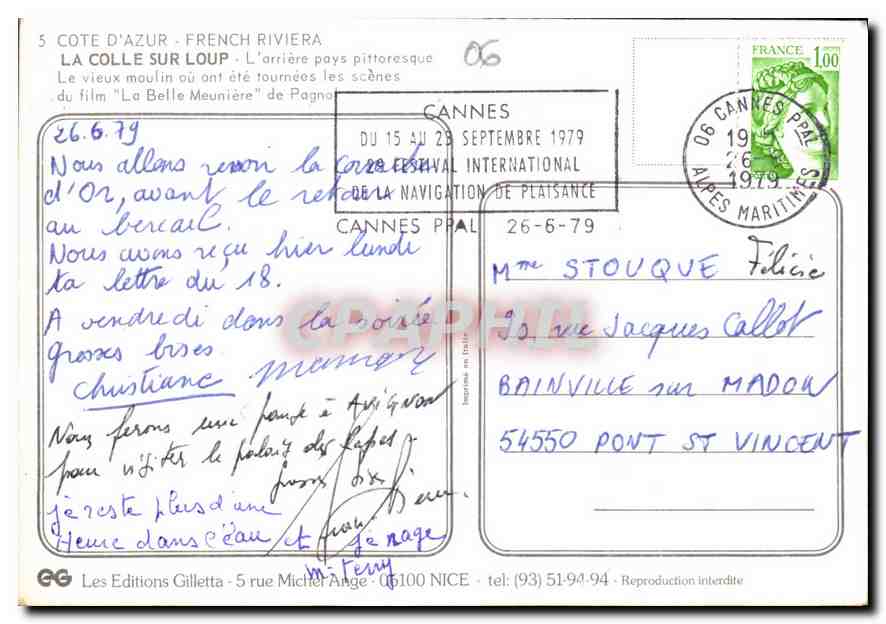 CPM Cote d'Azur French Riviera La Colle sur Loup L'arriere pays pittoresque  — Verso