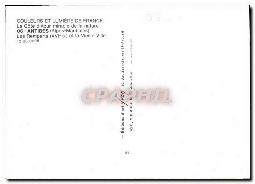 CPM Couleurs et Lumiere de France La Cote d'Azur miracle de la Nature Antibes Alpes Maritimes Les Re — Rückseite