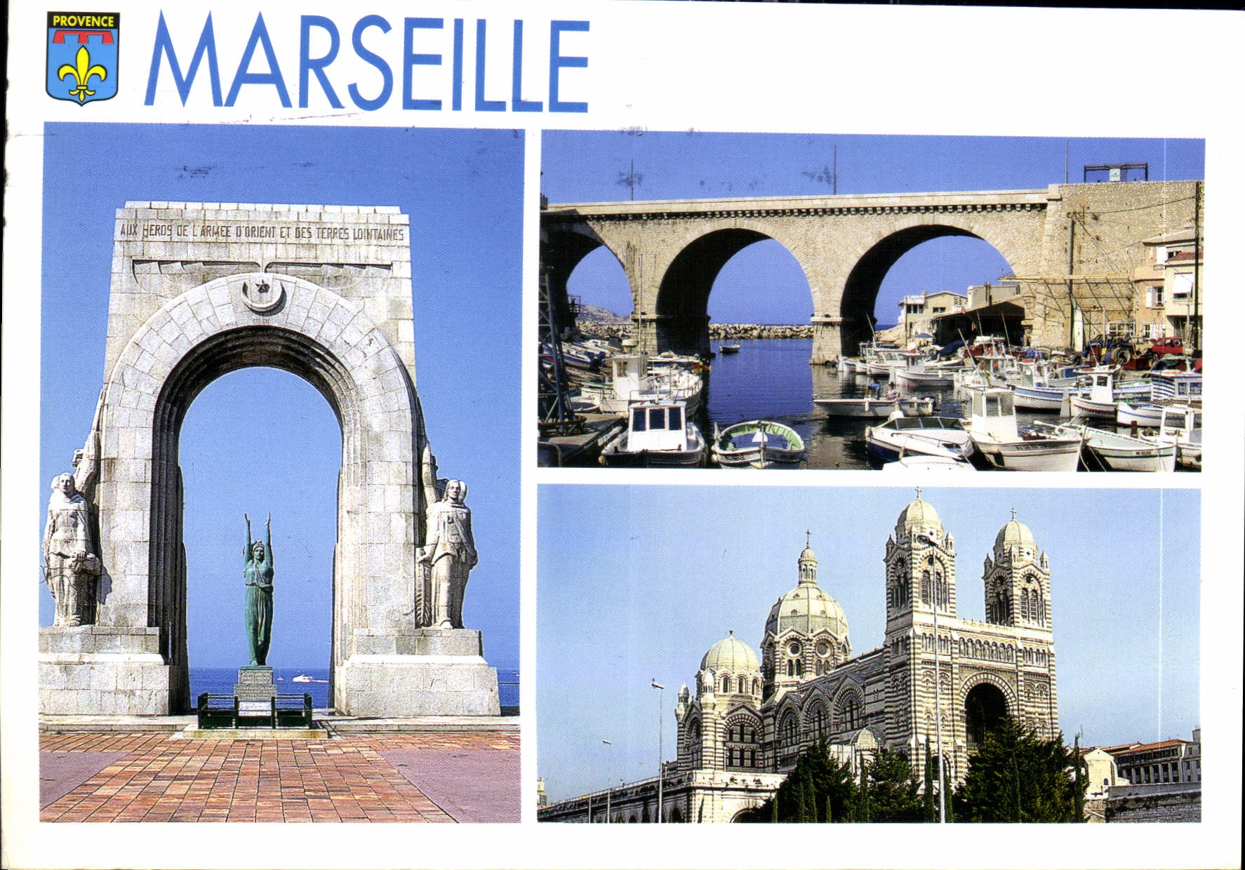 Marseille — Vue de trois monuments — Éditeur Provençal, n° 400 38