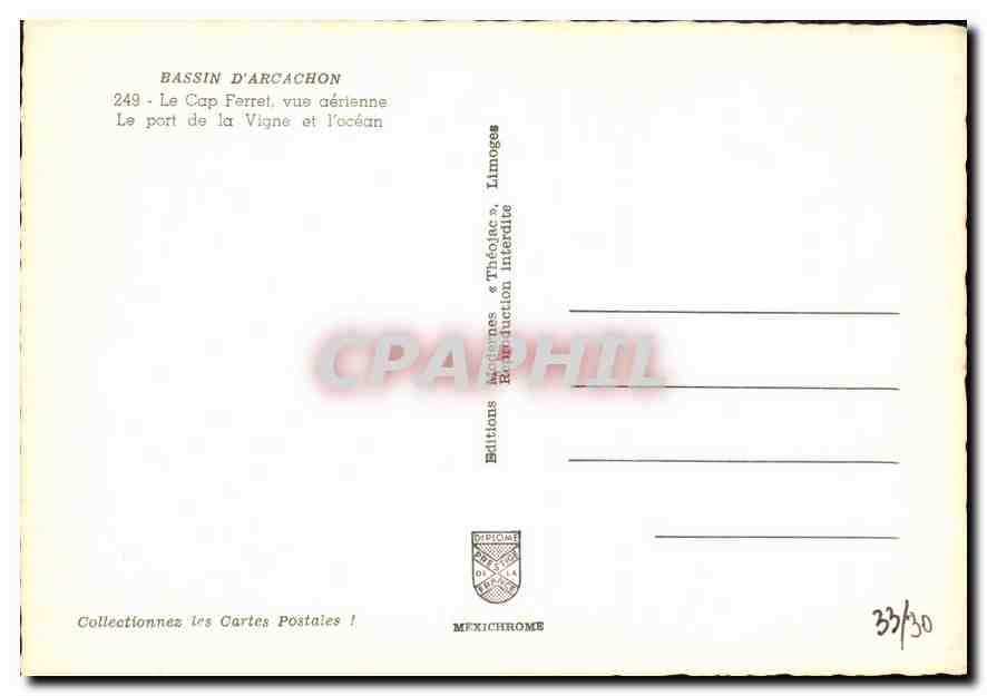Bassin d'Arcachon — Le Cap Ferret, vue aérienne — Éditions Théolac, Limoges — Rückseite