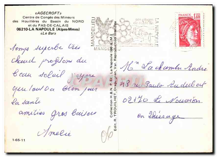 Centre de Congés des Mineurs — La Napoule, Côte d'Azur — éditeur AGEECROFT — Verso