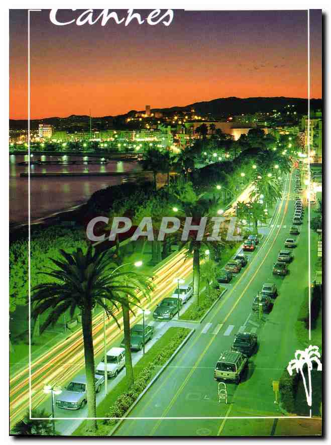 CPM La Cote d'Azur Inoubliable French Riviera Cannes La Croisette by Night 