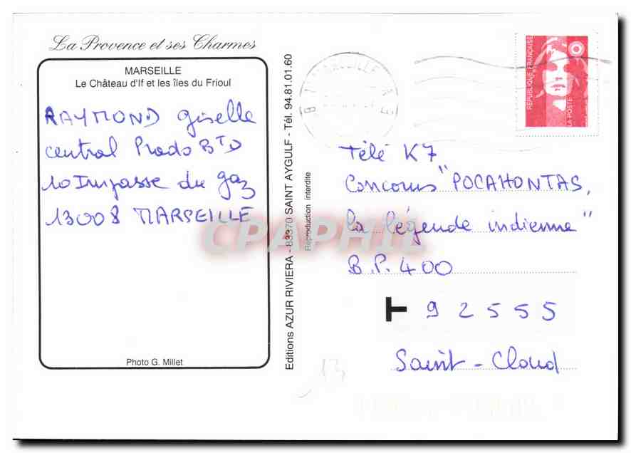 CPM Marseille Le Chateau d'If et les iles du Frioul  — Verso