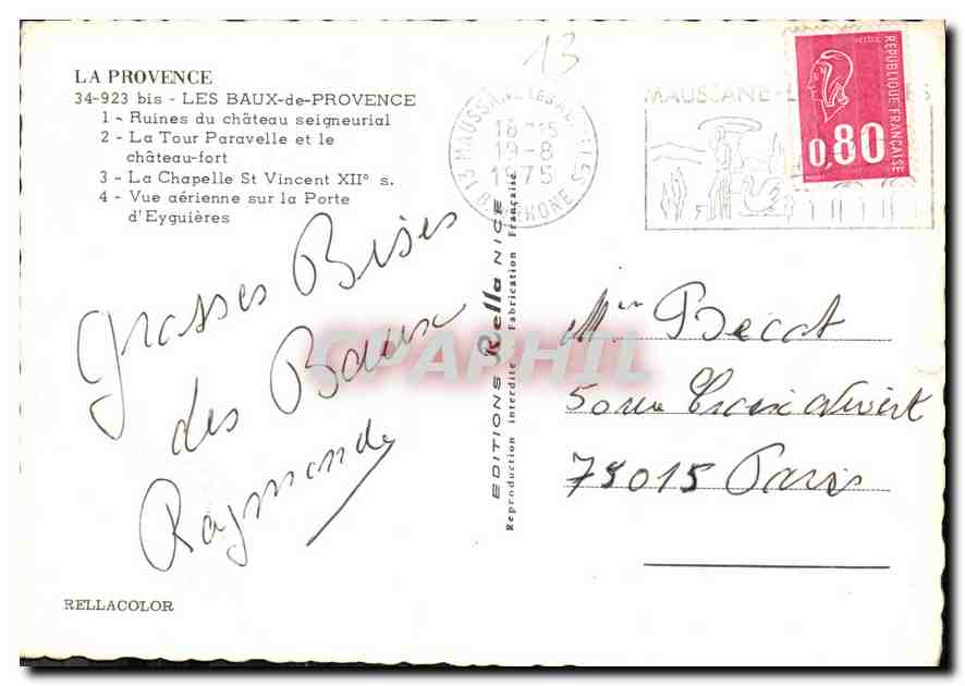 CPM Les Beaux de Provence  — Rückseite