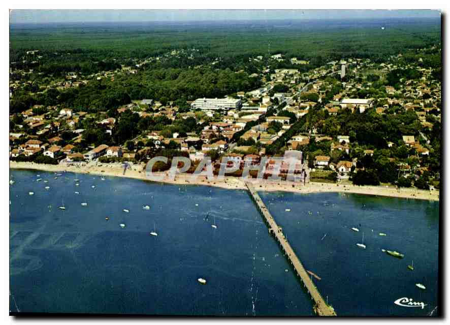 Andernos-les-Bains — Vue générale aérienne — La jetée, la plage et centre-ville — Imprimeur Maçon