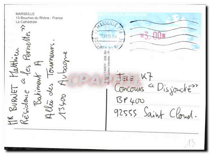 Marseille — Kathedrale — Tardy-Ausgabe n°228 — Rückseite