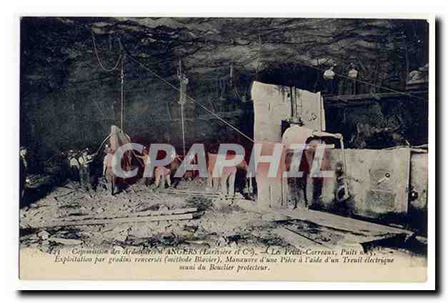 Exploitation par gradins concaves (méthode Blasier) — Manœuvre d'une Pince à l'aide d'un Treuil électrique — ANGERS (Harrivière et Cie) — La Petite-Carreau, Puits n°3