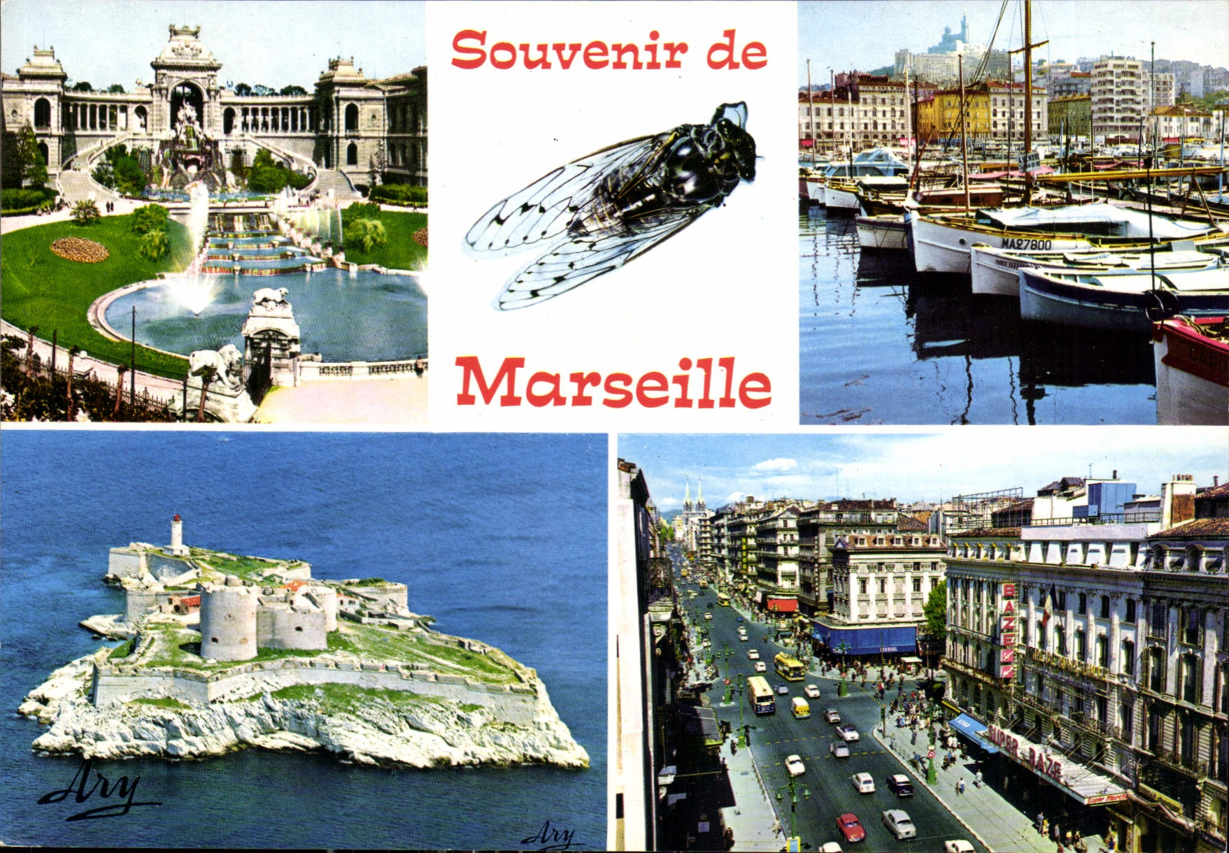 CPM Marseille Palais Longchamps le Port le Chateau d'If la Canebiere 
