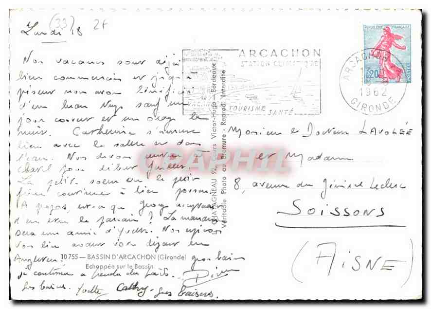 CPM Bassin d'Arcachon Gironde Echappee sur le Bassin  — Rückseite