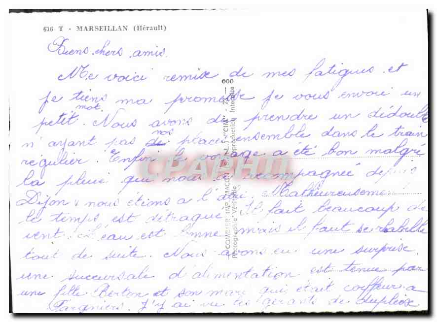 CPM Marseillan Herault  — Back