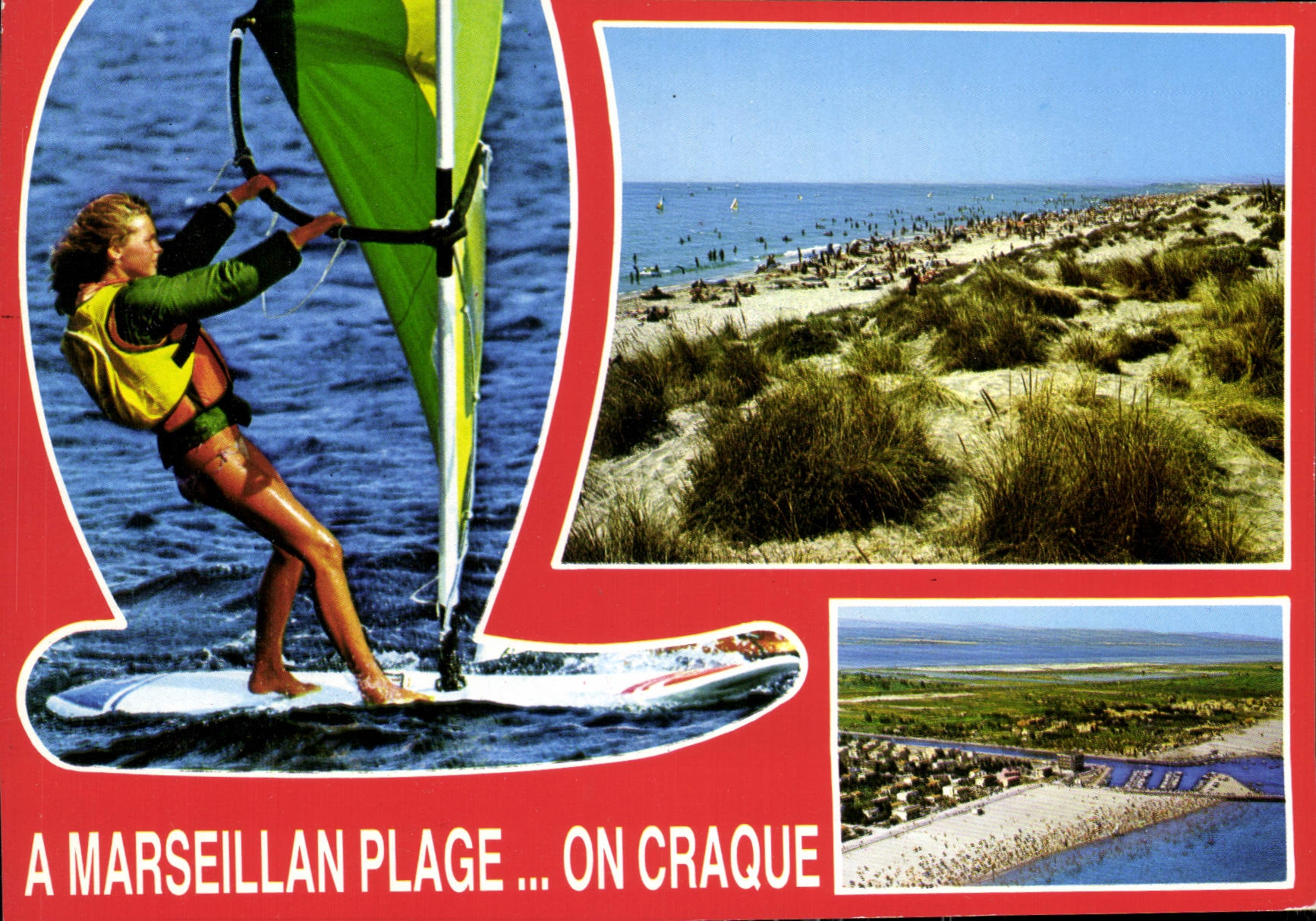 CPM En Parcourant la Cote Mediterraneenne Marseillan Plage Herault Planche a voile