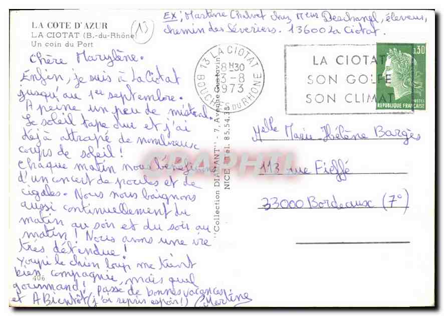 CPM La Cote d'Azur la Ciotat B du Rhone un coin du Port  — Rückseite