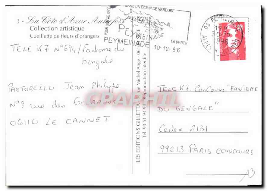 CPM La Cote d'Azur Collection artistique Cueillette de fleurs d'orangers  — Verso