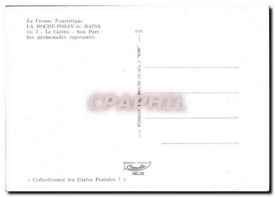 La Roche-Posay-les-Bains — Le Casino — Son Parc — Éditeur Combier (S.-et-L.) — Verso