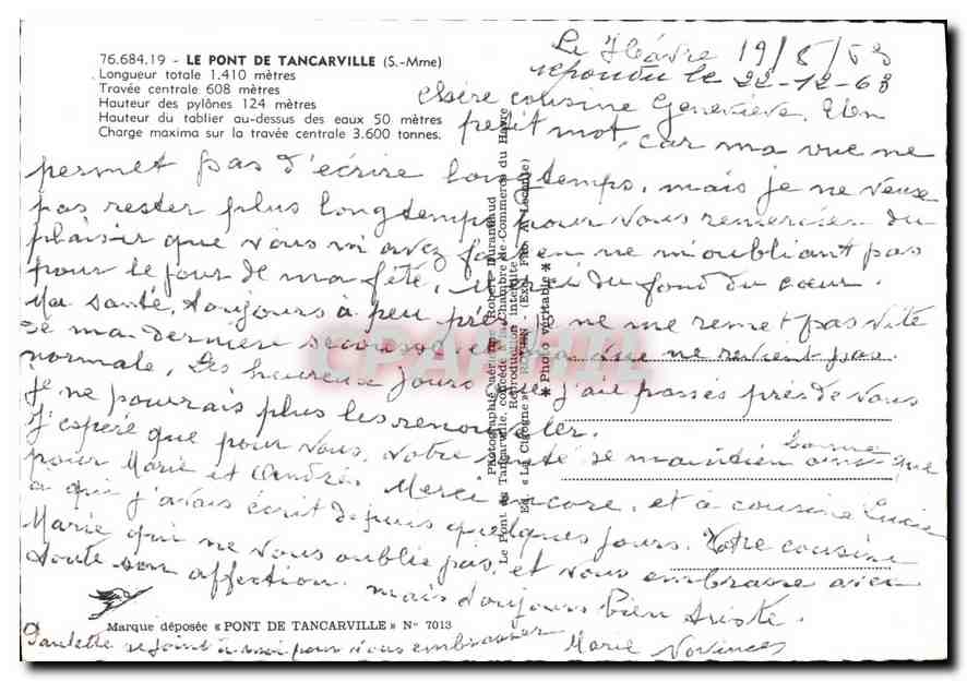 CPM Le Pont de Trancarville S Mme  — Rückseite