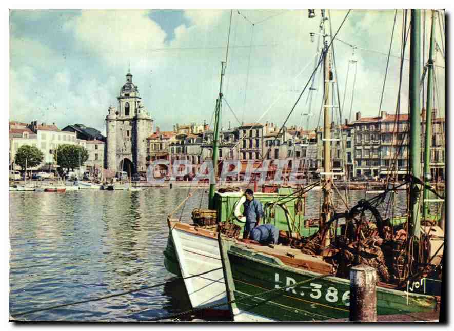 CPM La Rochelle Charente Maritime porte de la Grosse Horloge XII siecle Cours du President Wilson Ba