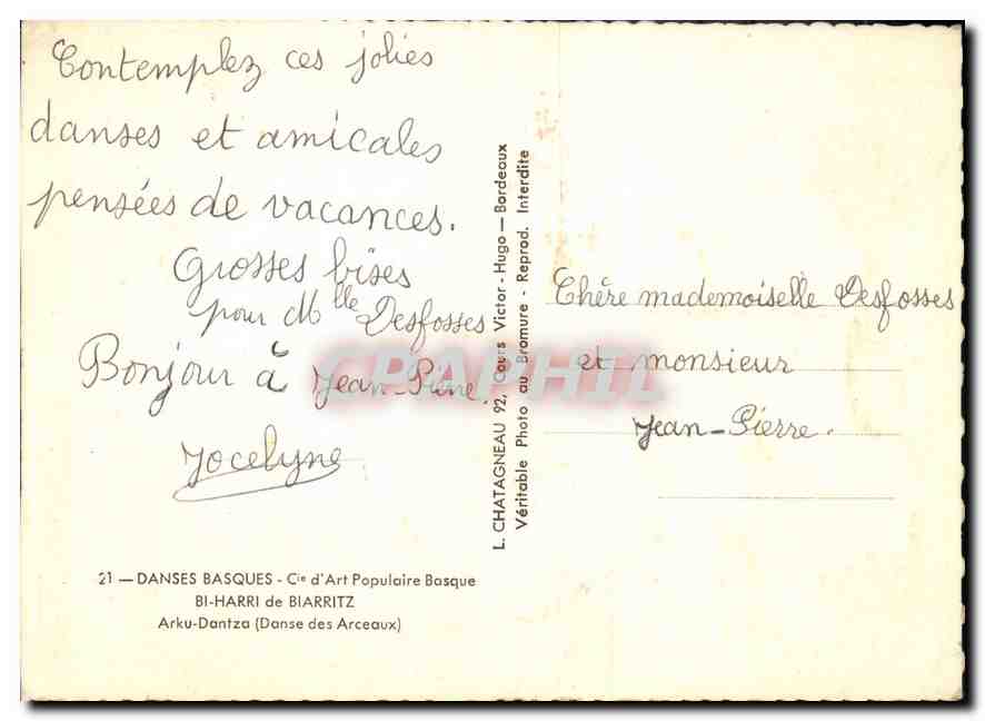Basque-Tanz — Basque-Dantza — L. Chatagneau, Biarritz — Rückseite
