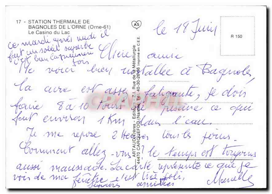 Bagnolles-de-l'Orne — Le Casino du Lac — Éditions Artaud-Frères — Rückseite