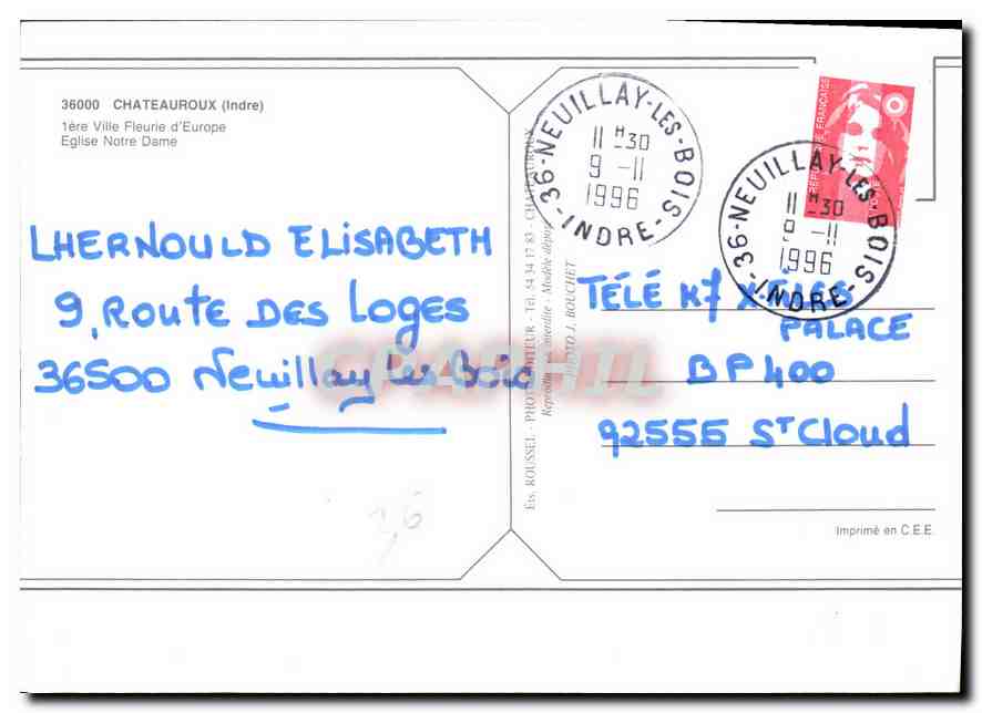 Châteauroux — Église Notre-Dame — Verlag J. Rouchet — Rückseite