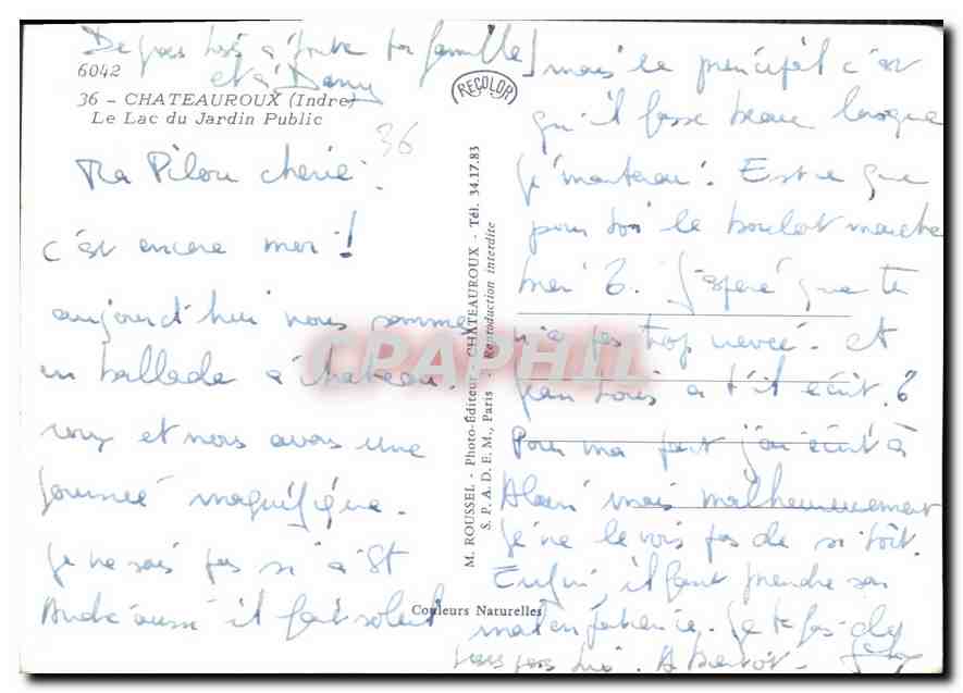 CPM Chateauroux Indre le Lac du Jardin public  — Rückseite
