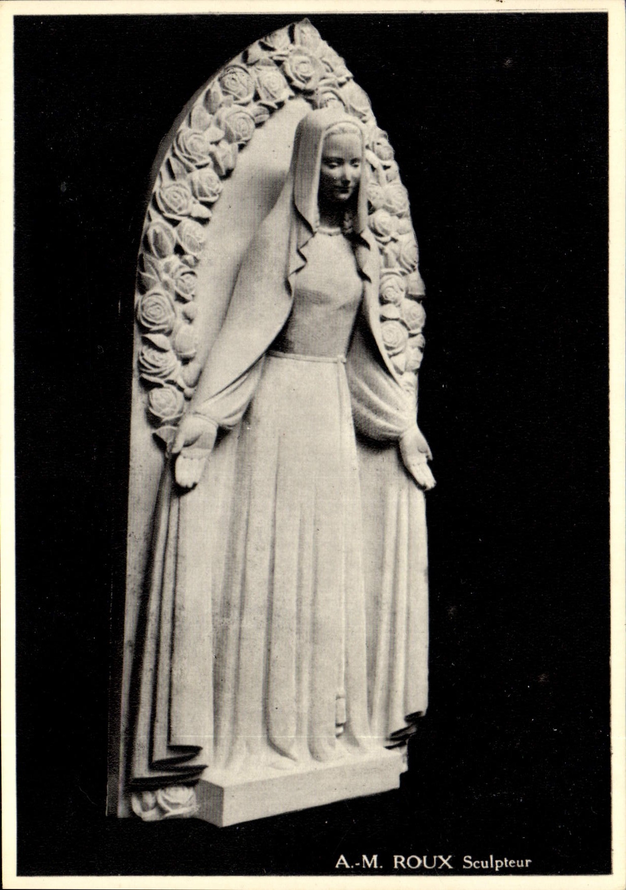 Statue de Notre-Dame de Miséricorde — œuvre d'A.-M. Roux Sculpteur — Imprimerie de Combier