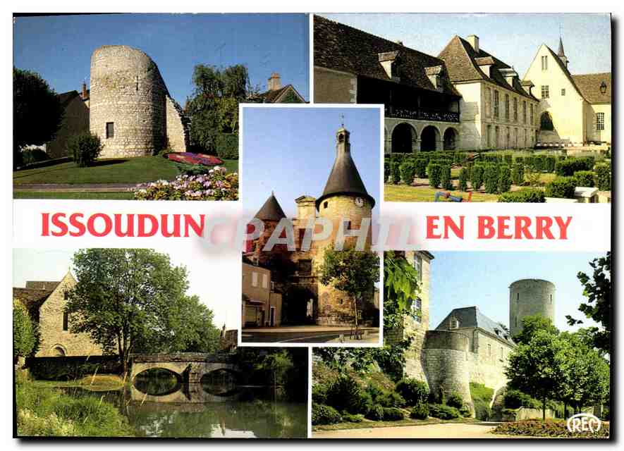 Issoudun en Berry — Collage de monuments — Éd. Roussel, n° 8815
