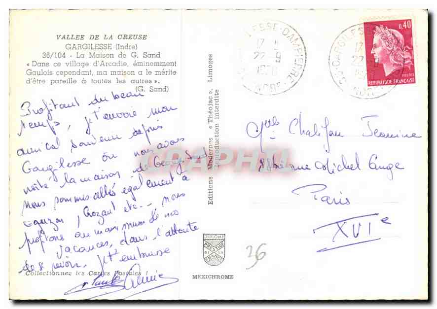 Gargilesse — La Maison d'Arcadie — Éditions Théolace — Verso