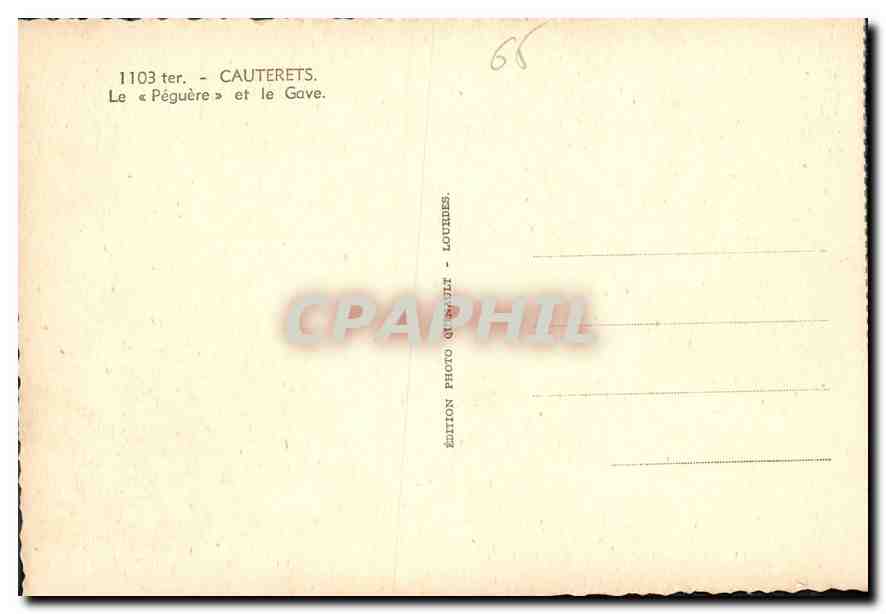 Cauterets — Le « Pégüère » et le Gave — Édition Photo G. Nault - Lourdes — Reverso