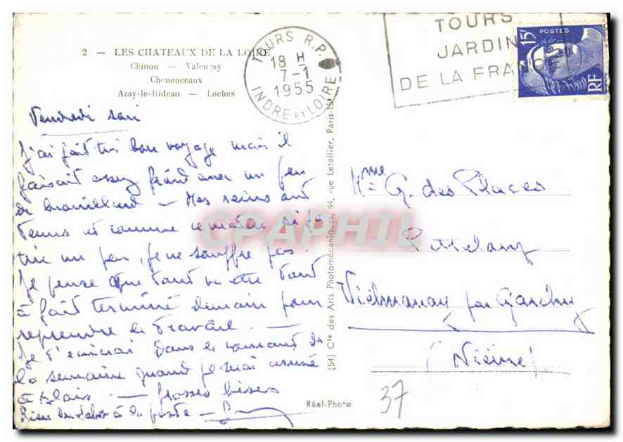 CPM Les Chateaux de la Loire Chenonceaux Azay le Rideau Loches  — Rückseite