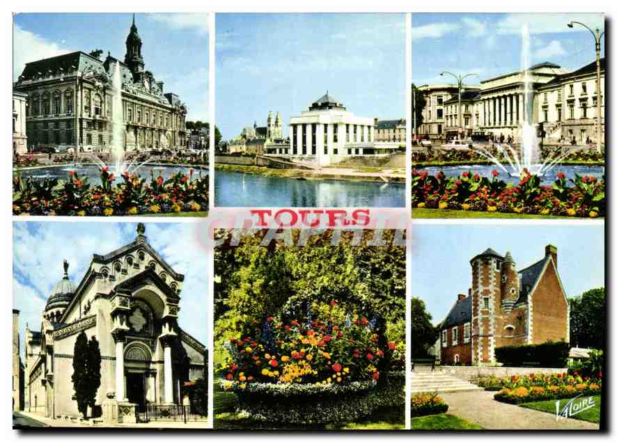 CPM Les Merveilles du Val de Loire Tours Indre et Loire l'Hotel de Ville la Loire la bibliotheque mu