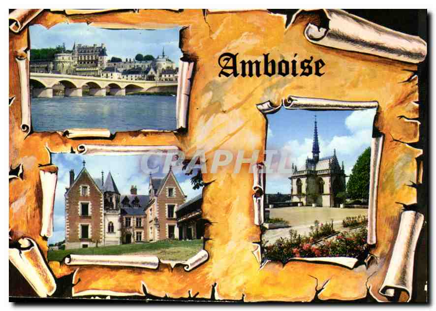 CPM Les Chateaux de la Loire Amboise I et L le Chateau le Clos Luce la Chapelle St Hubert 
