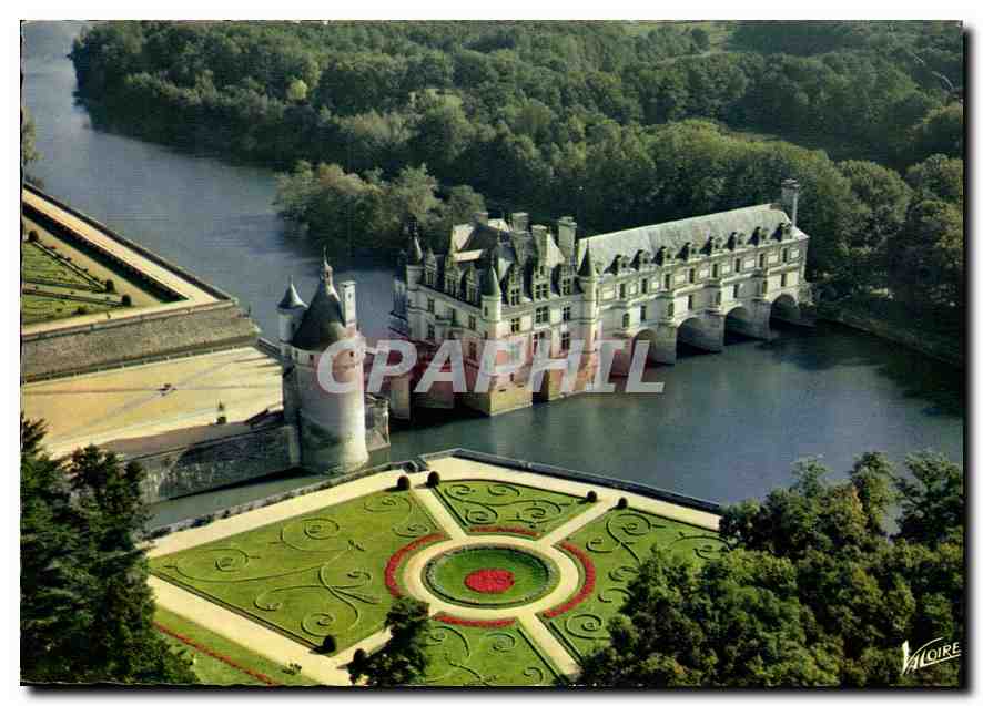 CPM Les Merveilles du Val de Loire Chenonceaux Indre et Loire vue aerienne du Chateau XV XVII siecle