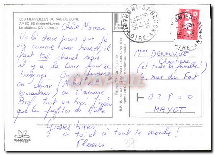 CPM Les Merveilles du Val de Loire Amboise Indre et loire le Chateau XVI siecle  — Rückseite
