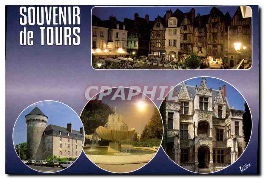 CPM Les Merveilles du Val de Loire Tours Indre et Loire Place Plumerau le Chateau Royal Fontaine Pla