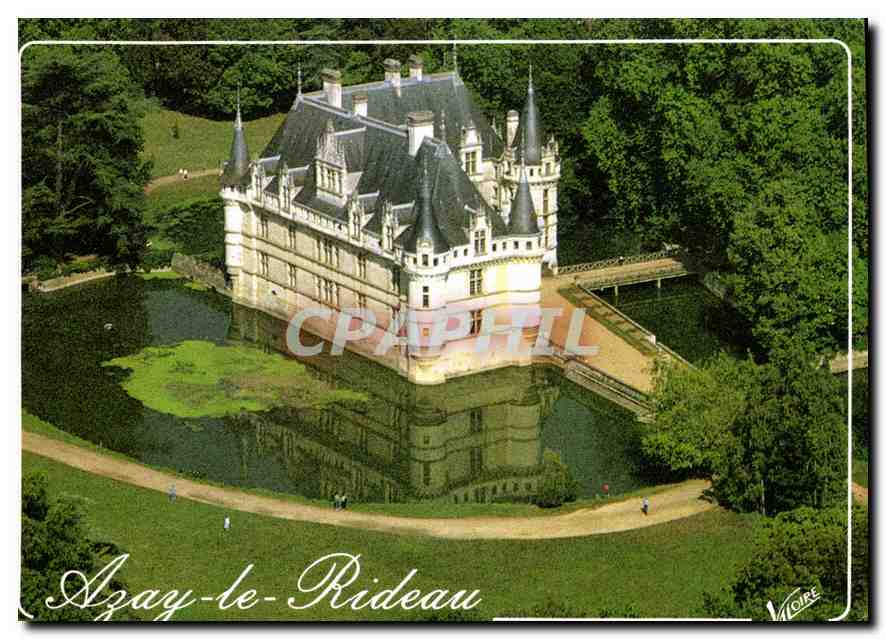 CPM Les Merveilles du Val de Loire Azay le rideau Indre et Loire vue aerienne du Chateau XVI siecle 