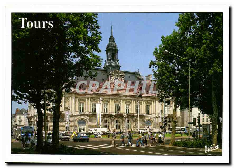 CPM Les Merveilles du Val de Loire Tours Indre et Loire l'Hotel de Ville Place Jean Jaures 