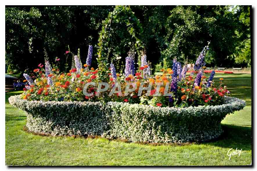 CPM Merveilles du Val de loire Tours I et L Jardin Botanique Le Panier fleuri 