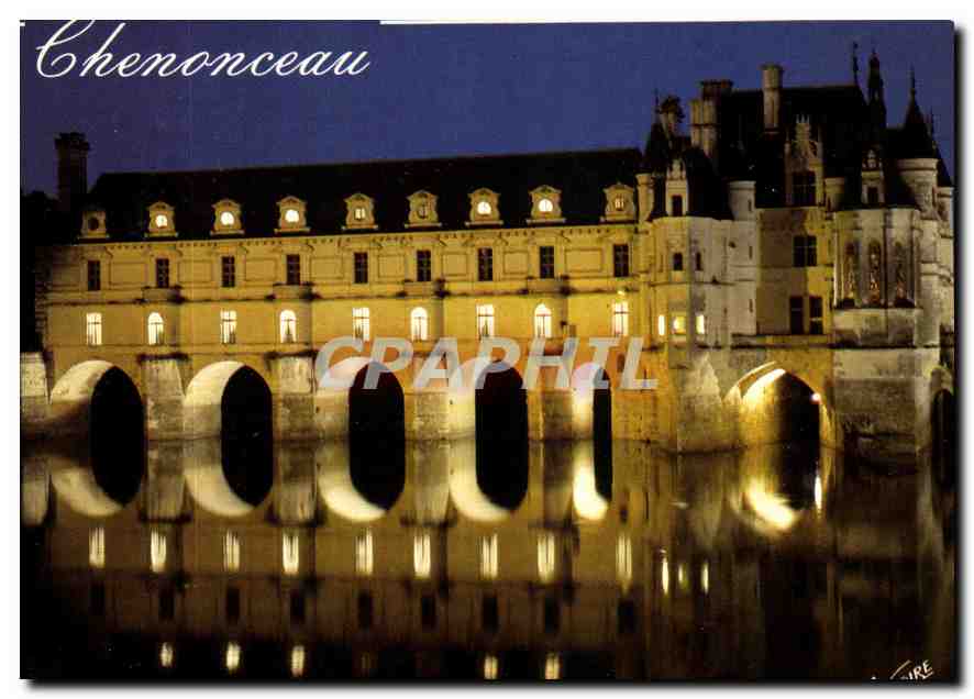 CPM Les Merveilles du val de Loire Chenonceaux Indre et loire le chateau XVI siecle vu d'amont a dro